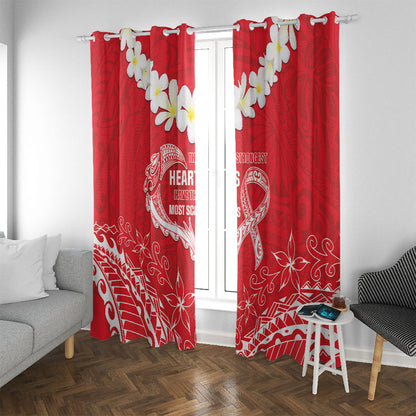 Heart Health Support Window Curtain Polynesian Red Ribbon