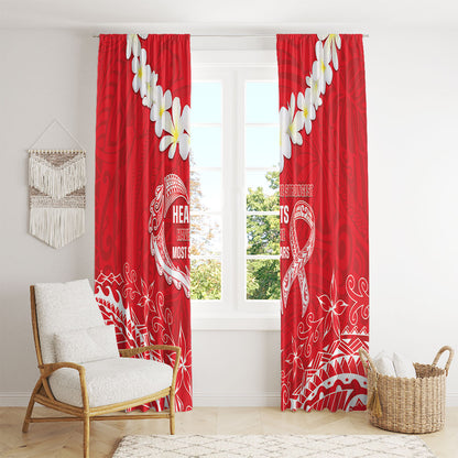 Heart Health Support Window Curtain Polynesian Red Ribbon