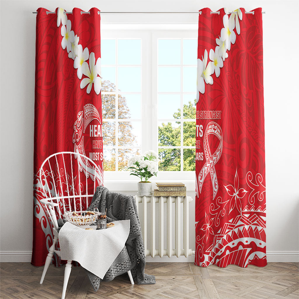 Heart Health Support Window Curtain Polynesian Red Ribbon