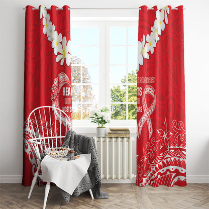 Heart Health Support Window Curtain Polynesian Red Ribbon