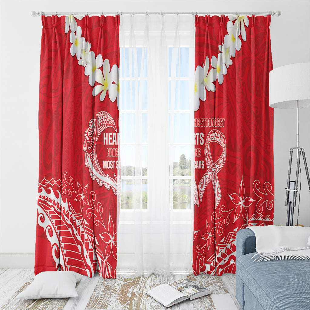 Heart Health Support Window Curtain Polynesian Red Ribbon