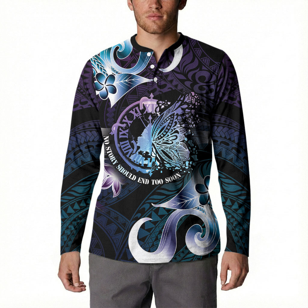 Personalised Polynesia Suicide Prevention Button Sweatshirt No Story Should End Too Soon