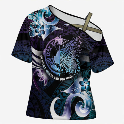 Personalised Polynesia Suicide Prevention Cross Shoulder Shirt No Story Should End Too Soon