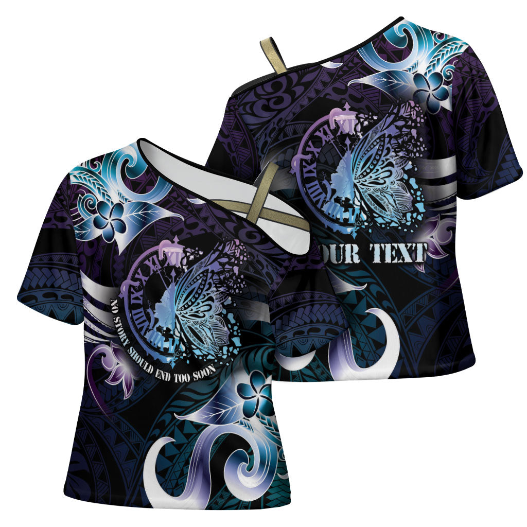 Personalised Polynesia Suicide Prevention Cross Shoulder Shirt No Story Should End Too Soon