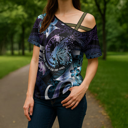 Personalised Polynesia Suicide Prevention Cross Shoulder Shirt No Story Should End Too Soon
