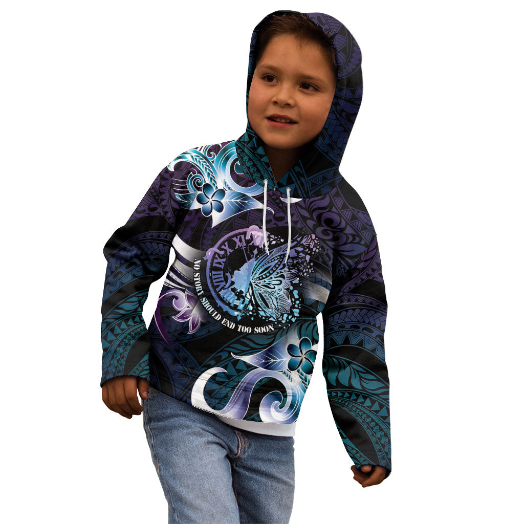 Personalised Polynesia Suicide Prevention Kid Hoodie No Story Should End Too Soon