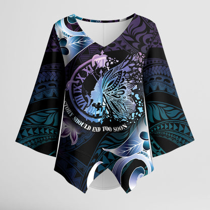 Personalised Polynesia Suicide Prevention Kimono Sleeve Blouse No Story Should End Too Soon