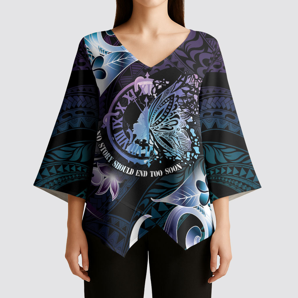 Personalised Polynesia Suicide Prevention Kimono Sleeve Blouse No Story Should End Too Soon