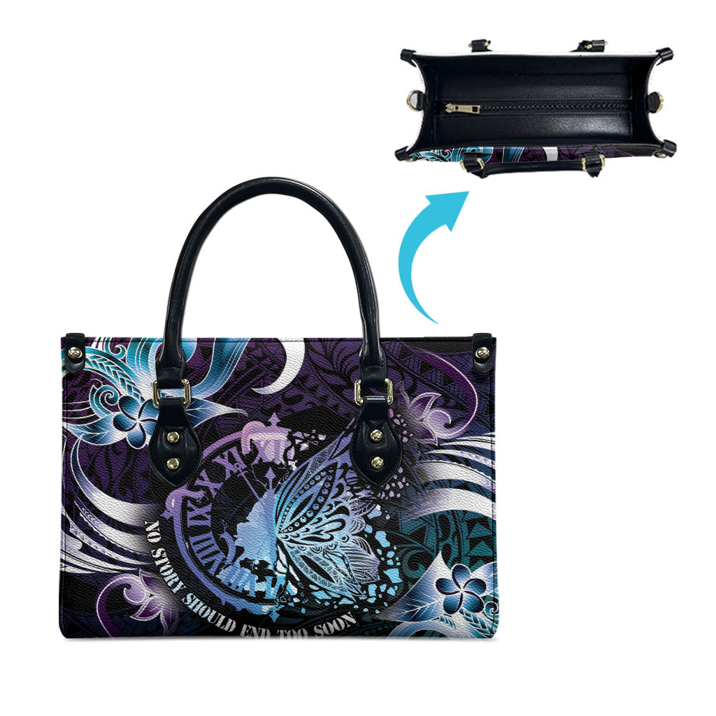 Polynesia Suicide Prevention Leather Bag No Story Should End Too Soon
