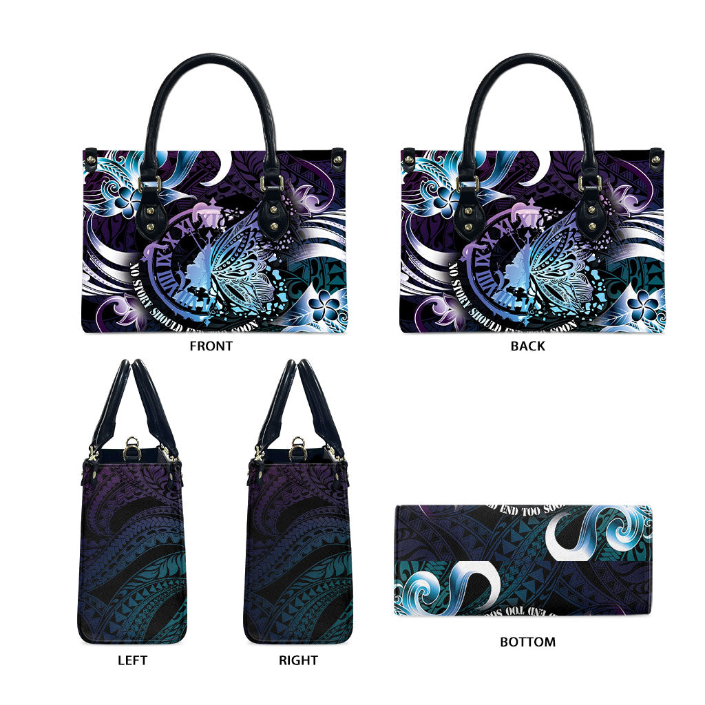 Polynesia Suicide Prevention Leather Bag No Story Should End Too Soon
