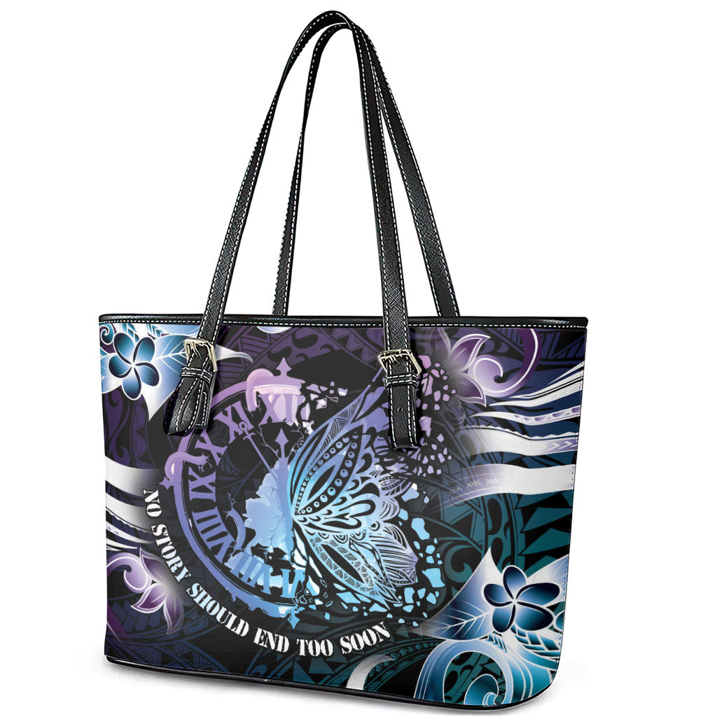Polynesia Suicide Prevention Leather Tote Bag No Story Should End Too Soon