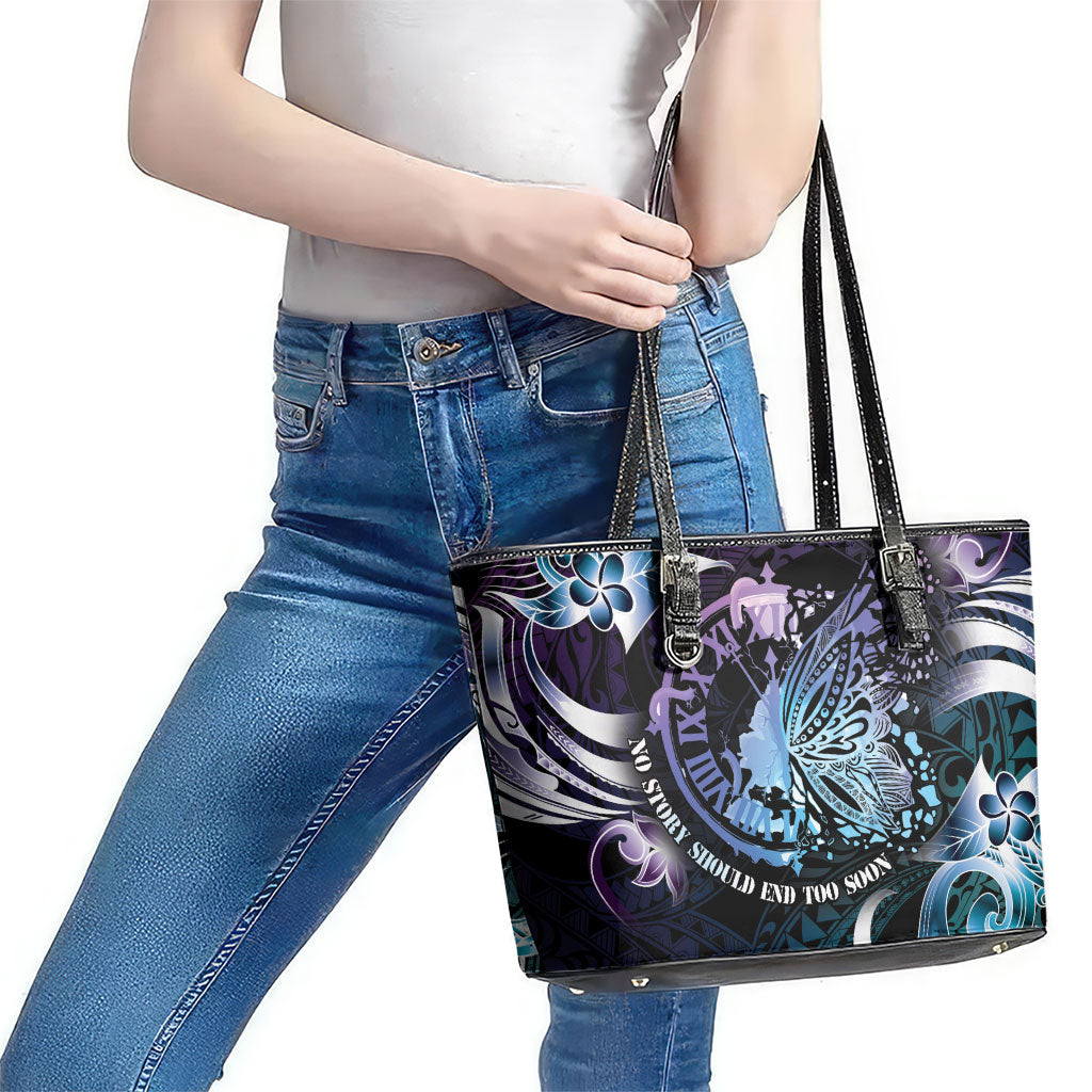 Polynesia Suicide Prevention Leather Tote Bag No Story Should End Too Soon