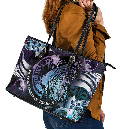 Polynesia Suicide Prevention Leather Tote Bag No Story Should End Too Soon