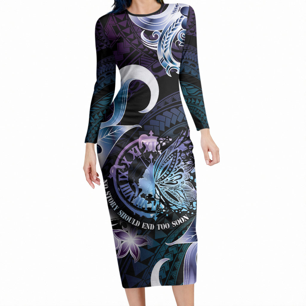 Personalised Polynesia Suicide Prevention Long Sleeve Bodycon Dress No Story Should End Too Soon