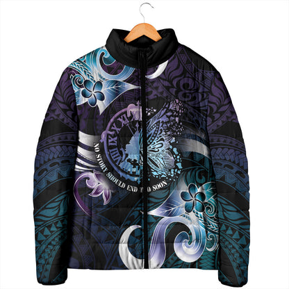 Personalised Polynesia Suicide Prevention Padded Jacket No Story Should End Too Soon