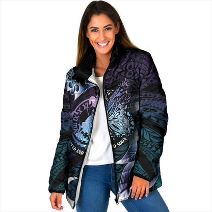 Personalised Polynesia Suicide Prevention Padded Jacket No Story Should End Too Soon