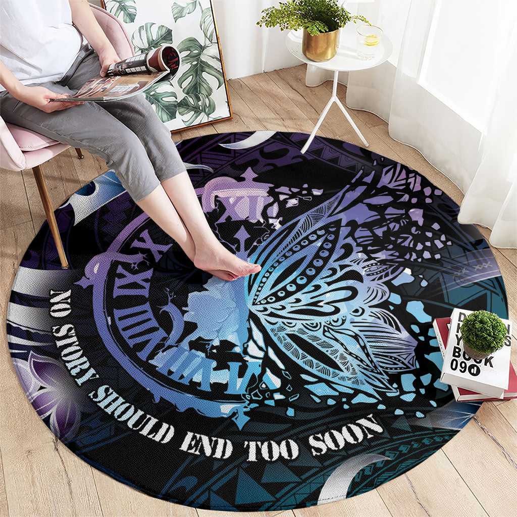 Polynesia Suicide Prevention Round Carpet No Story Should End Too Soon