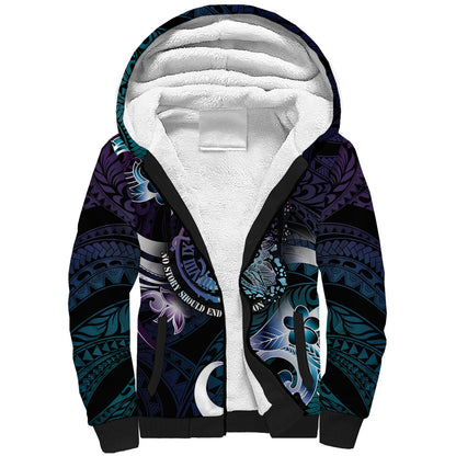 Personalised Polynesia Suicide Prevention Sherpa Hoodie No Story Should End Too Soon