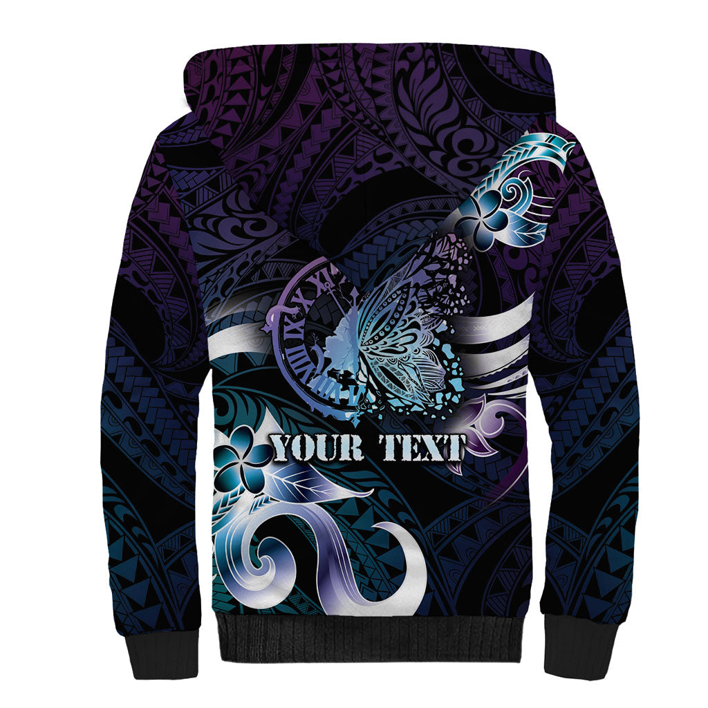 Personalised Polynesia Suicide Prevention Sherpa Hoodie No Story Should End Too Soon