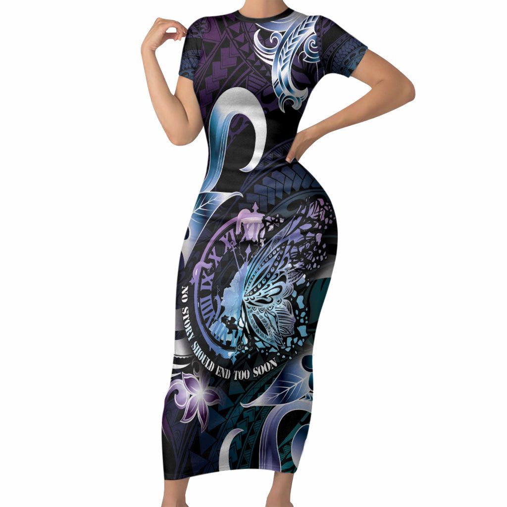 Personalised Polynesia Suicide Prevention Short Sleeve Bodycon Dress No Story Should End Too Soon