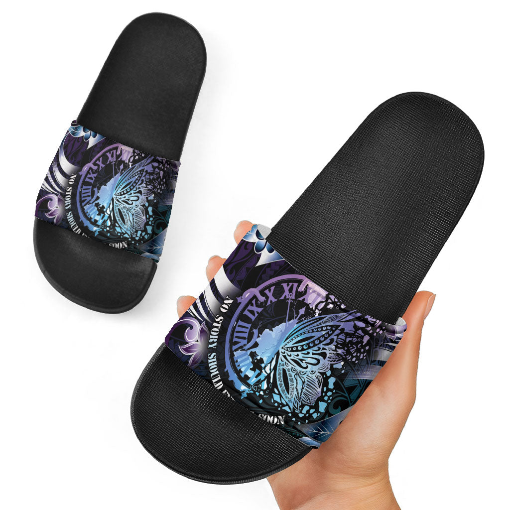 Polynesia Suicide Prevention Slide Sandals No Story Should End Too Soon