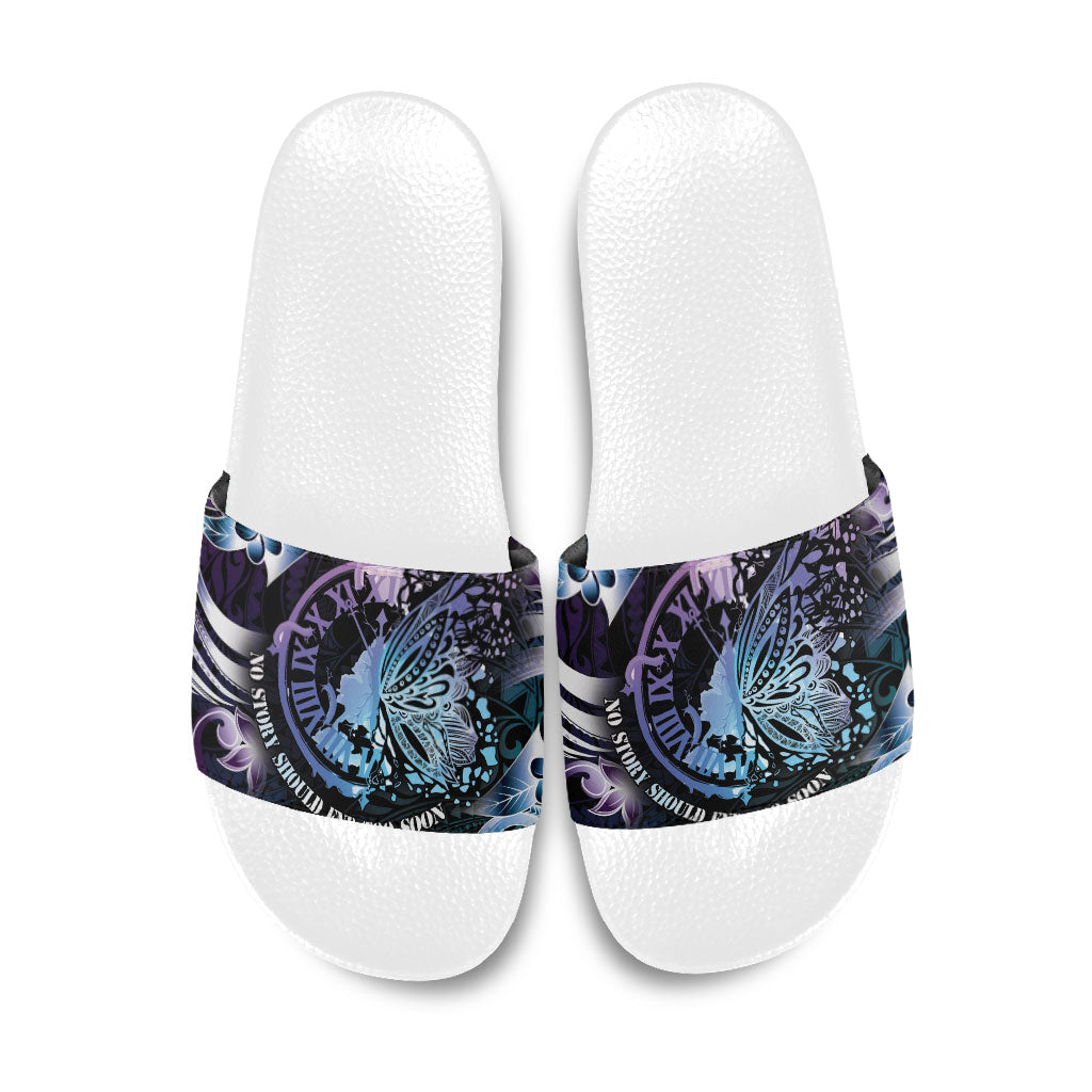 Polynesia Suicide Prevention Slide Sandals No Story Should End Too Soon