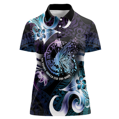 Personalised Polynesia Suicide Prevention Women Polo Shirt No Story Should End Too Soon