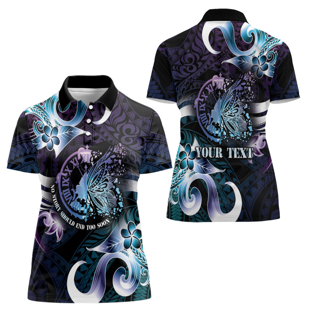 Personalised Polynesia Suicide Prevention Women Polo Shirt No Story Should End Too Soon