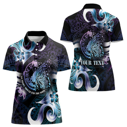Personalised Polynesia Suicide Prevention Women Polo Shirt No Story Should End Too Soon