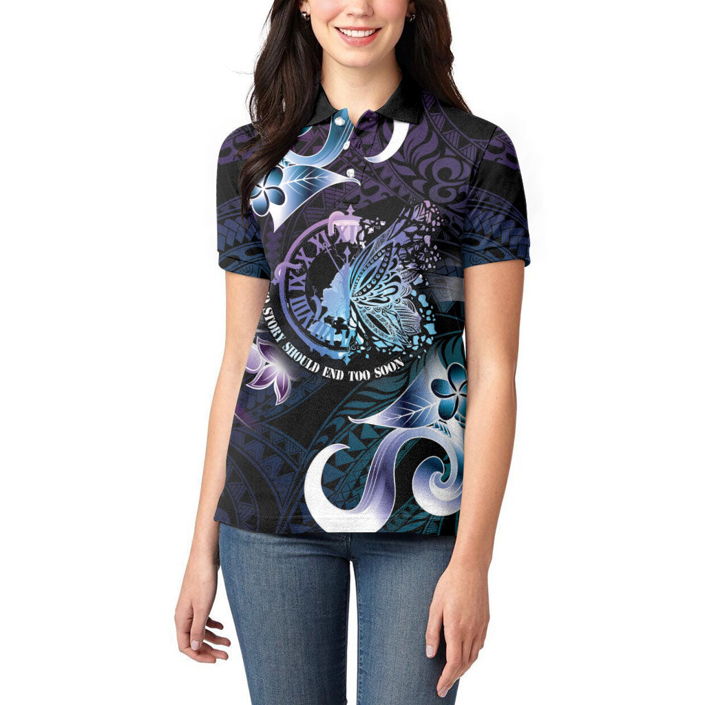 Personalised Polynesia Suicide Prevention Women Polo Shirt No Story Should End Too Soon