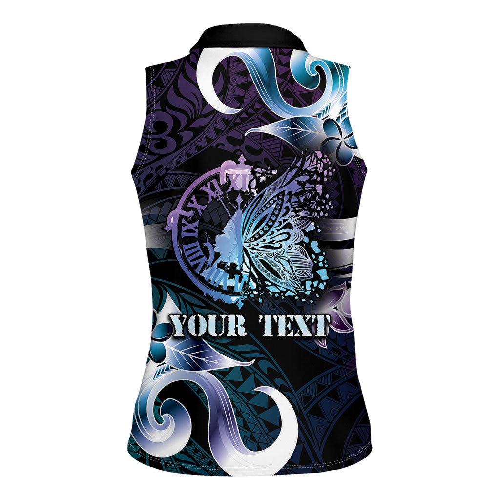 Personalised Polynesia Suicide Prevention Women Sleeveless Polo Shirt No Story Should End Too Soon