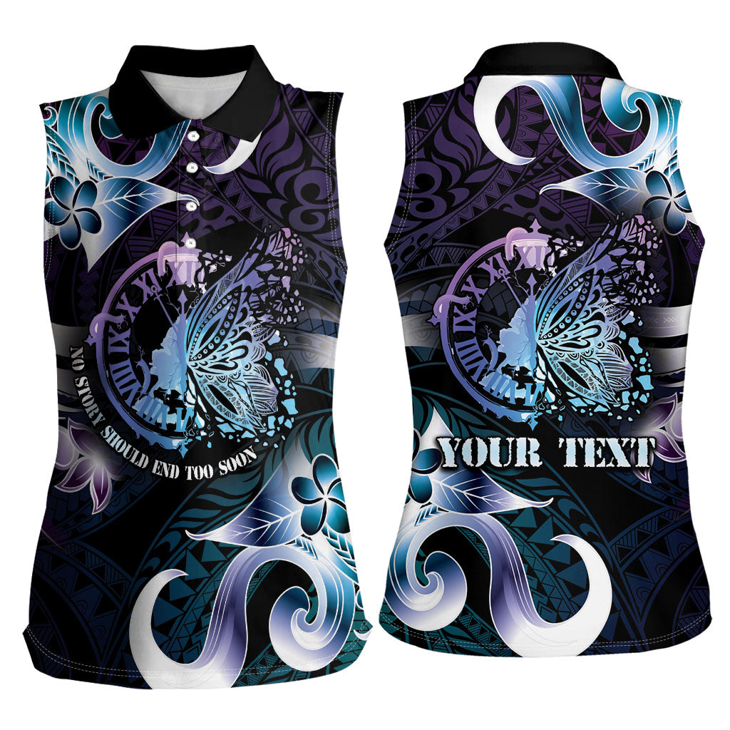 Personalised Polynesia Suicide Prevention Women Sleeveless Polo Shirt No Story Should End Too Soon