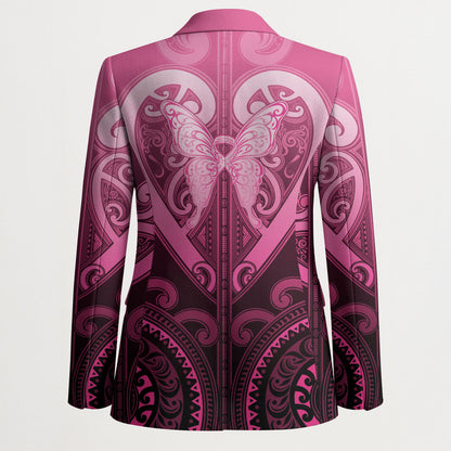 Aotearoa Breast Cancer Blazer Maori Tribal Pattern