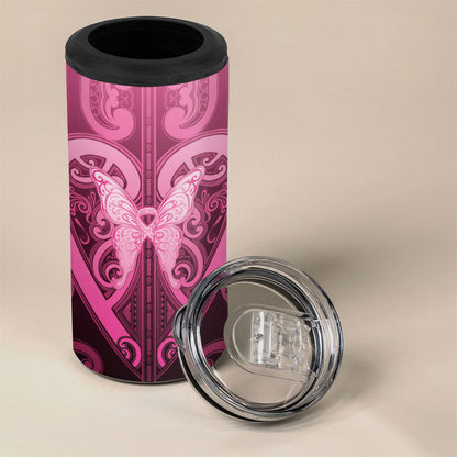 Aotearoa Breast Cancer 4 in 1 Can Cooler Tumbler Maori Tribal Pattern