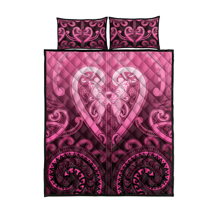Aotearoa Breast Cancer Quilt Bed Set Maori Tribal Pattern
