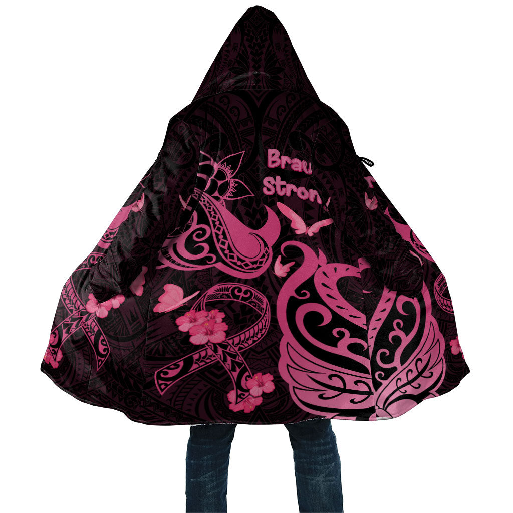 Breast Cancer Cloak Ribbon Polynesian Pattern Black Version