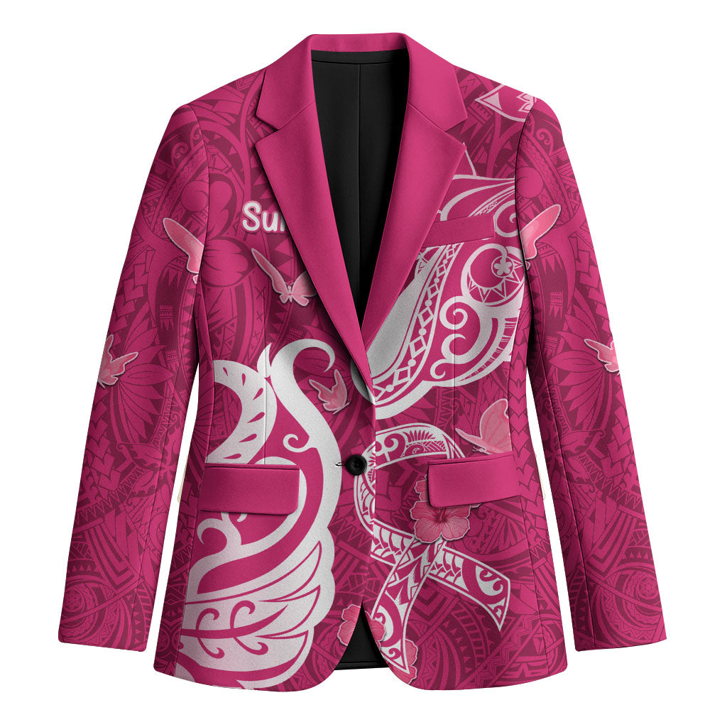 Breast Cancer Blazer Ribbon Polynesian Pattern Pink Version