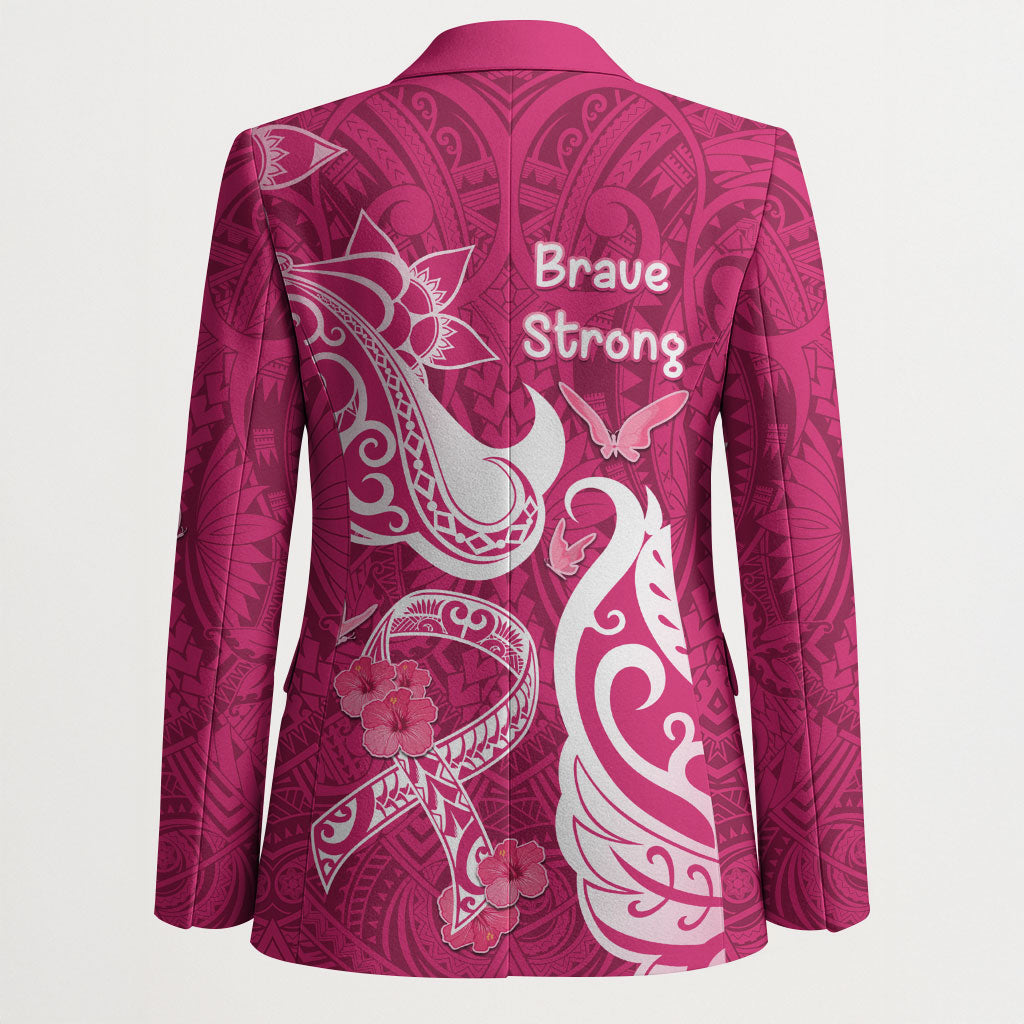 Breast Cancer Blazer Ribbon Polynesian Pattern Pink Version