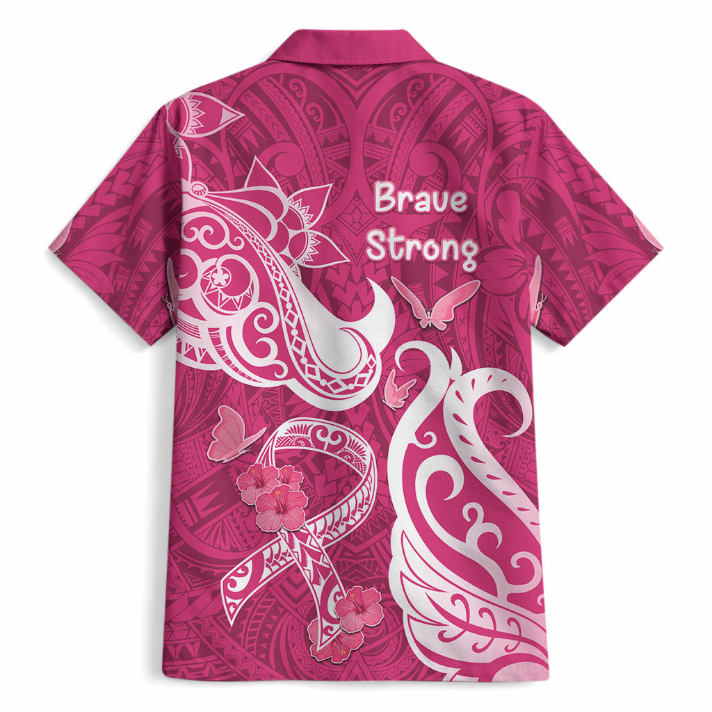 Breast Cancer Hawaiian Shirt Ribbon Polynesian Pattern Pink Version