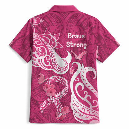 Breast Cancer Hawaiian Shirt Ribbon Polynesian Pattern Pink Version