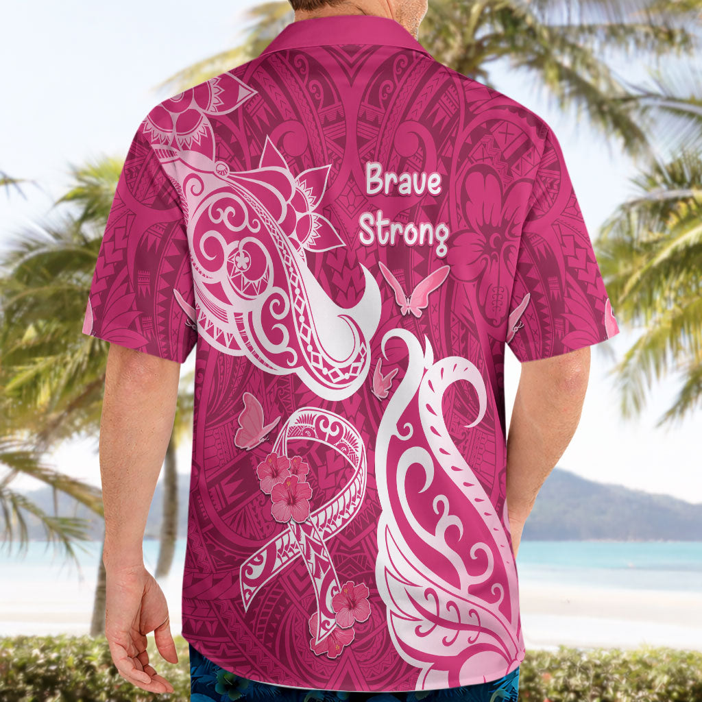 Breast Cancer Hawaiian Shirt Ribbon Polynesian Pattern Pink Version