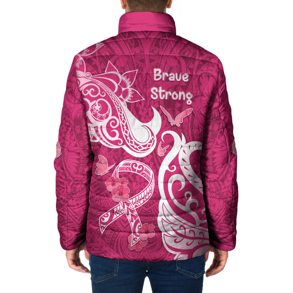 Breast Cancer Padded Jacket Ribbon Polynesian Pattern Pink Version