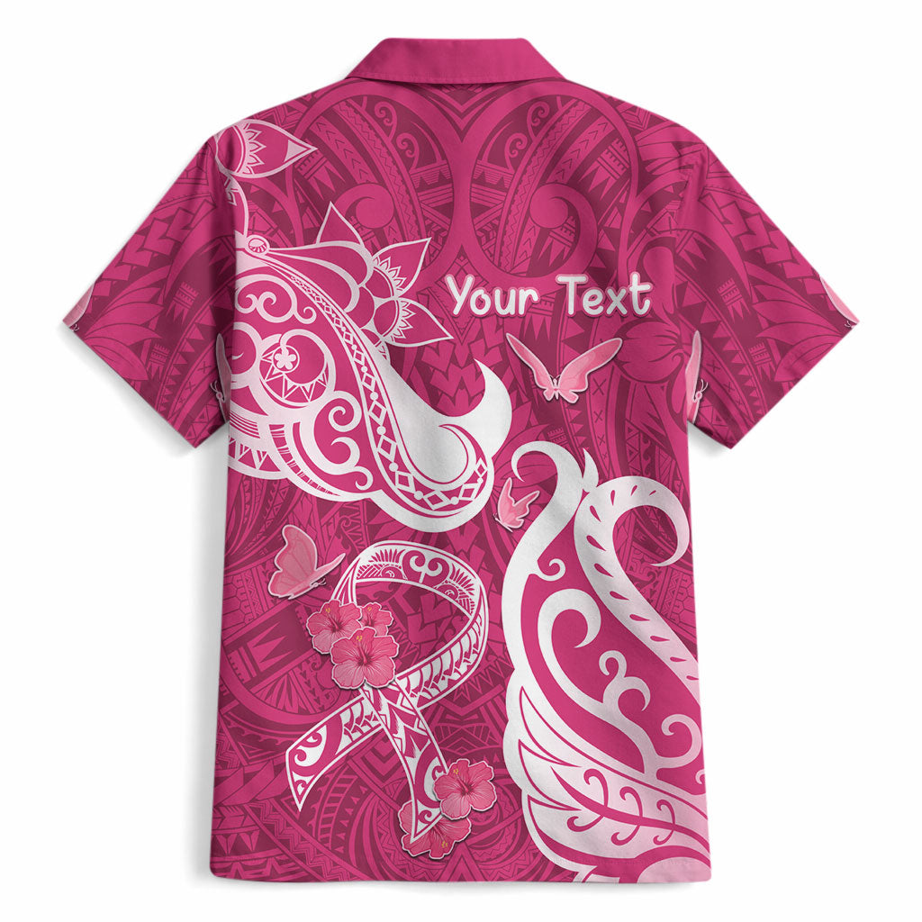 Personalized Breast Cancer Hawaiian Shirt Ribbon Polynesian Pattern Pink Version