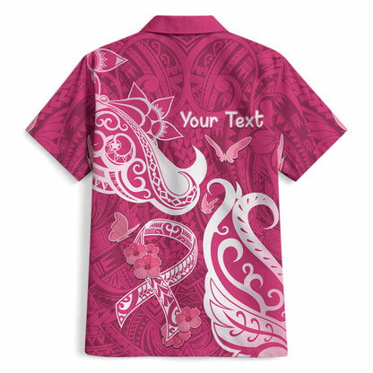 Personalized Breast Cancer Hawaiian Shirt Ribbon Polynesian Pattern Pink Version