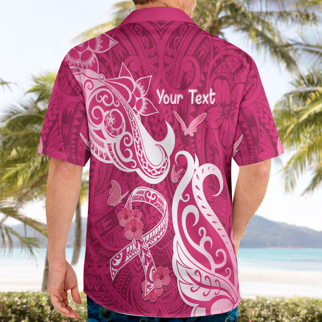 Personalized Breast Cancer Hawaiian Shirt Ribbon Polynesian Pattern Pink Version