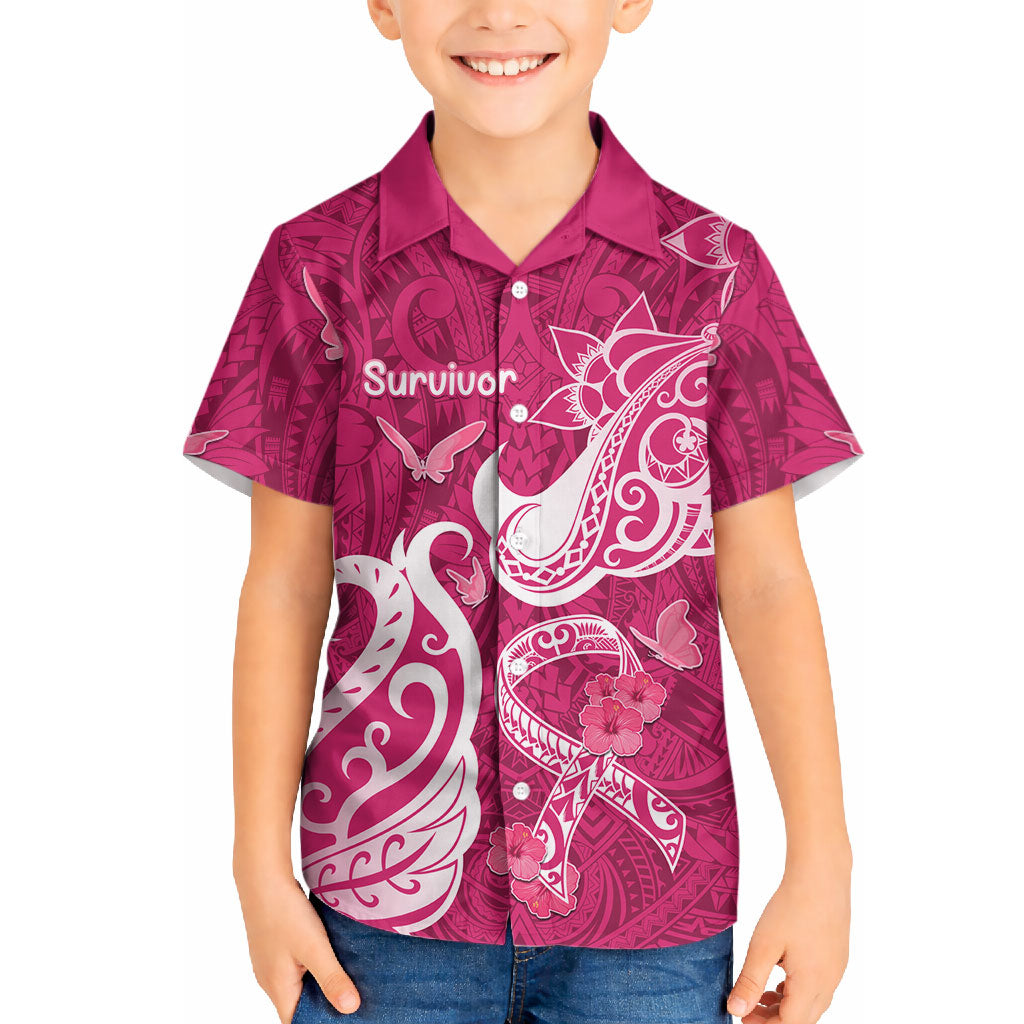 Personalized Breast Cancer Hawaiian Shirt Ribbon Polynesian Pattern Pink Version