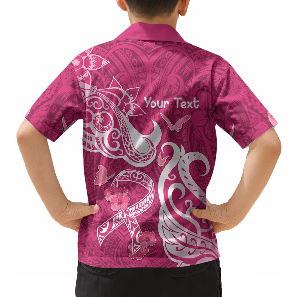 Personalized Breast Cancer Hawaiian Shirt Ribbon Polynesian Pattern Pink Version