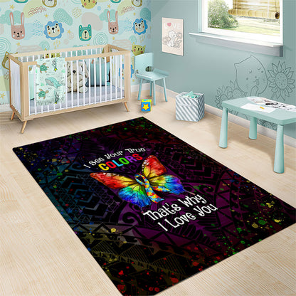 I See Your True Colors Area Rug Autism Support