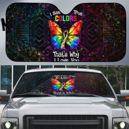 I See Your True Colors Auto Sun Shade Autism Support