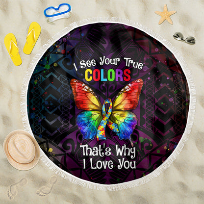 I See Your True Colors Beach Blanket Autism Support